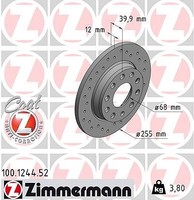 2X Zimmermann Bremsscheibe Hinterachse U.A. FüR Audi, Seat