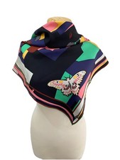 S36# Sciarpa Emilio Pucci seta multicolore 34 pollici ha macchie scolorite e tirato Th