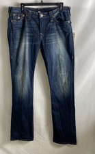 True Religion Men's Basic Slim Straight Blue World Tour Jeans NWT Sz 34