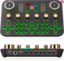 Facmogu K600 Gaming Audio Mixer, Streaming Audio Mixer with XLR Microphone
