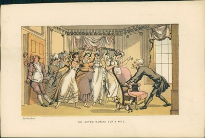 Lithographie : The Advertisement for a Wife. (Illustration zu ''Doctor Syntax's T