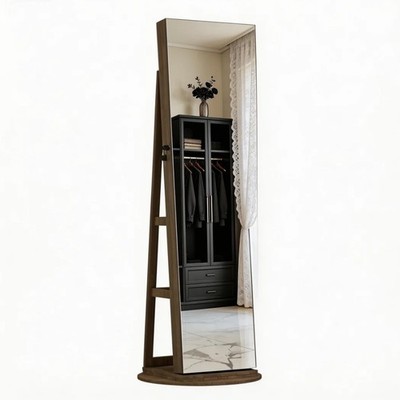 Brown Space-Saving Multi-Functional Mirror 360 Degree Floor Full Length Mirror