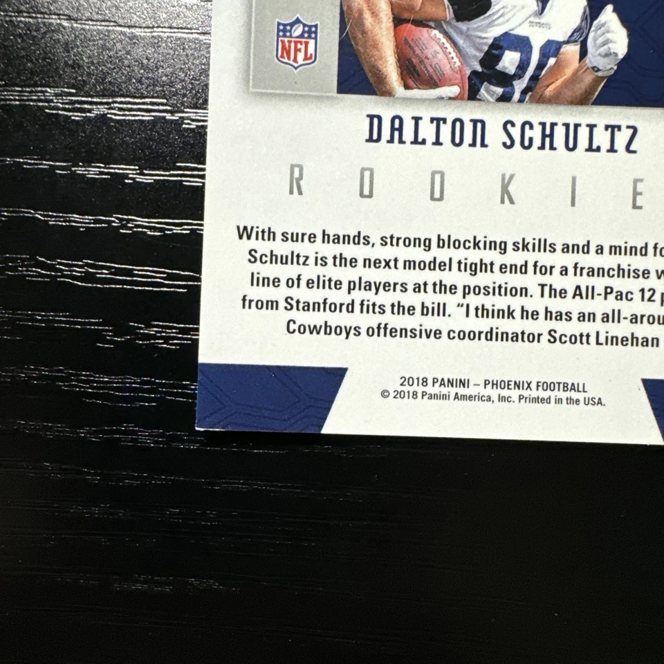 2018 Panini Phoenix #177 Dalton Schultz Red #/299 Rookie Dallas Cowboys - Image 4 of 4