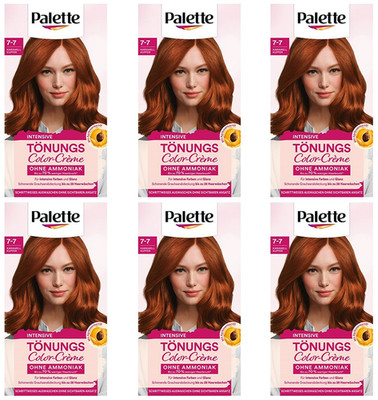 6x Palette Intensive Tönungs Color-Creme 7-7 Karamel Kupfer ohne Ammoniak 115ml