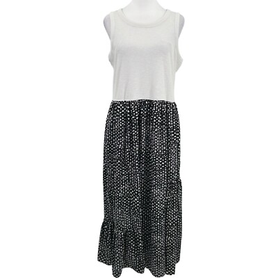 SIMPLY VERA By VERA WANG Ruffle Bottom Ribbed Top Black White Maxi Dress  Size L | eBay
