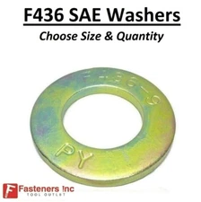 F436 SAE Structural Yellow Zinc Plated Flat Washers A325 A490 Choose Size & Qty