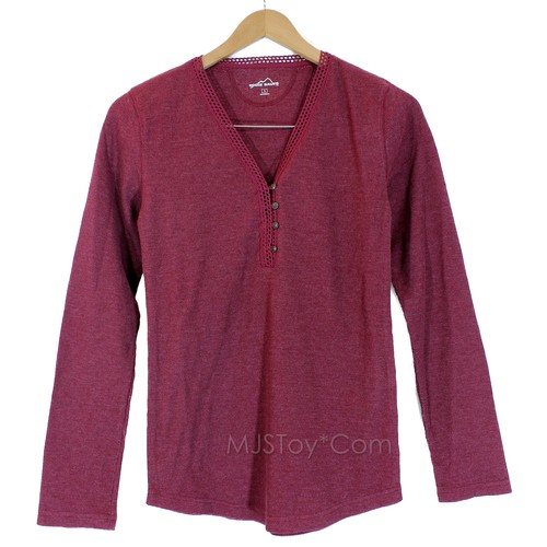 Neu mit Etikett Eddie Bauer Henley Thermohemd 3 Knöpfe V-Ausschnitt Damen-T-Shirt 6 Farben S-XL - Bild 7 von 7