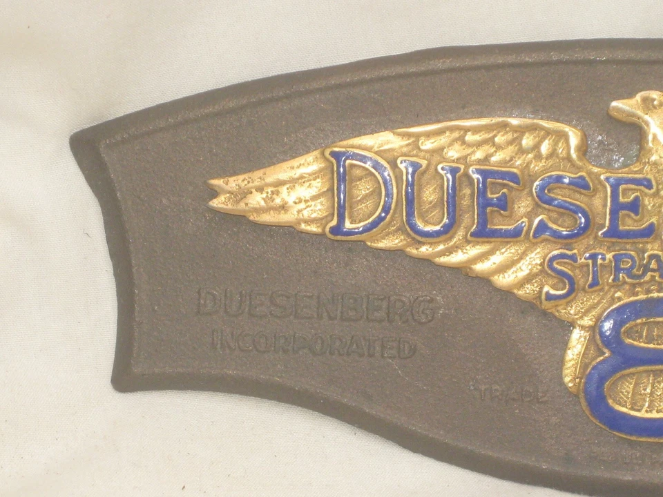 Conjunto de placa de identificación vintage DUESENBERG STRAIGHT 8 identificador de placa de tablero cloisonné Foto 3 de 4