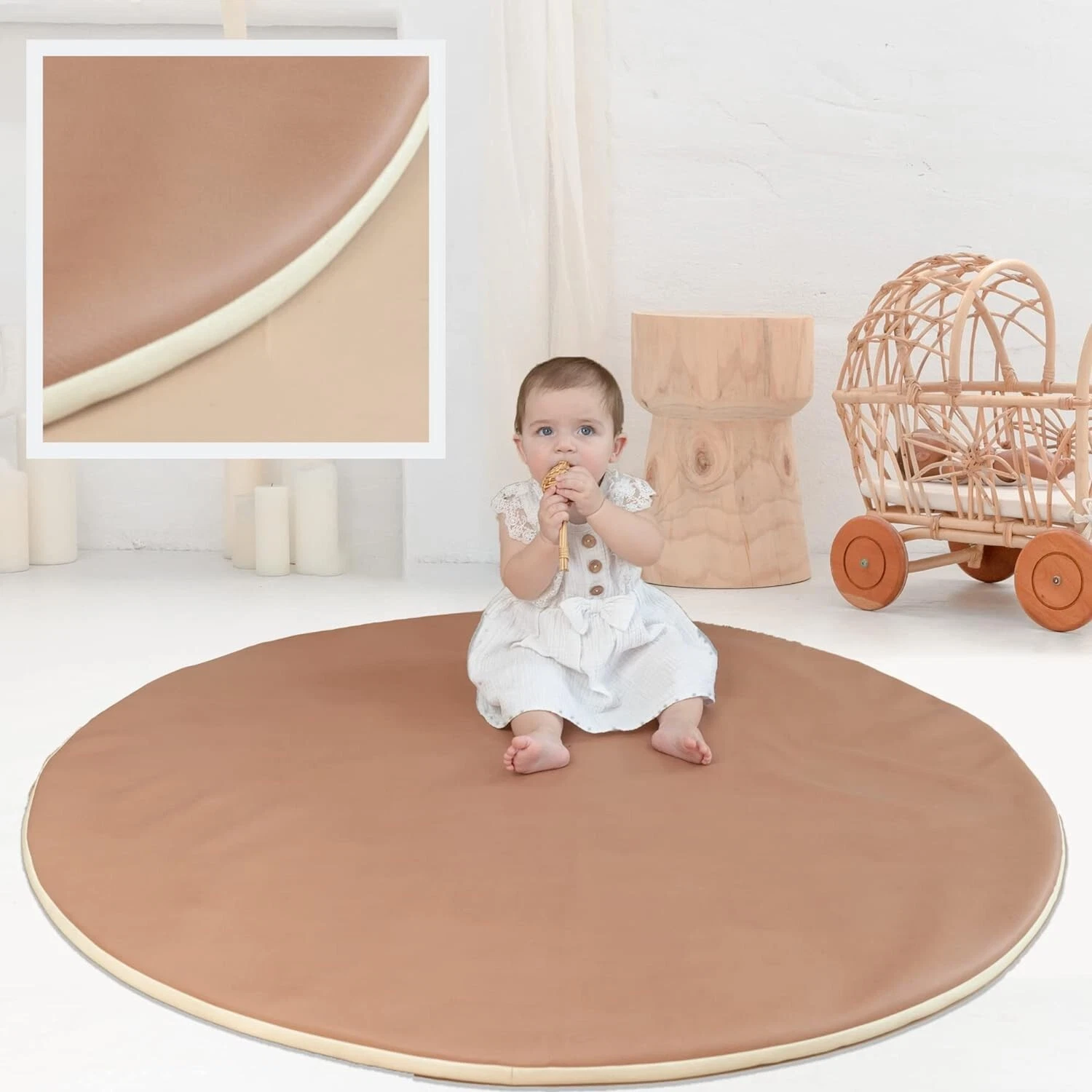 Vegan Leather Baby Play mat|Baby Play mats for Infant|Foam mat|Tummy time mat