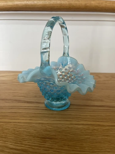 Fenton Hobnail Basket Misty Blue Opalescent Glass FAST SHIP! LOOK!