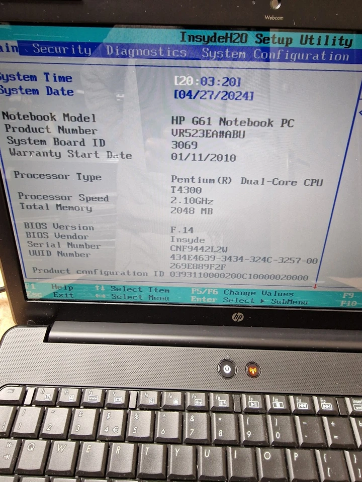 Hp G61 Laptop Pentium Dual Core T4300 2.1GHz No Hdd 2gb Ram Untested Read... - Image 2 of 4