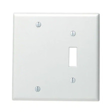 2-Gang White 1-Toggle / 1-Blank Plastic Standard Wall Plate 1-Pack 