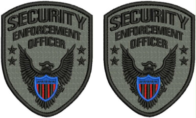 SECURITY SHOULDERS  EMBROIDERY PATCH 4.5X3.75''X Velcr@ On Back Black On gray
