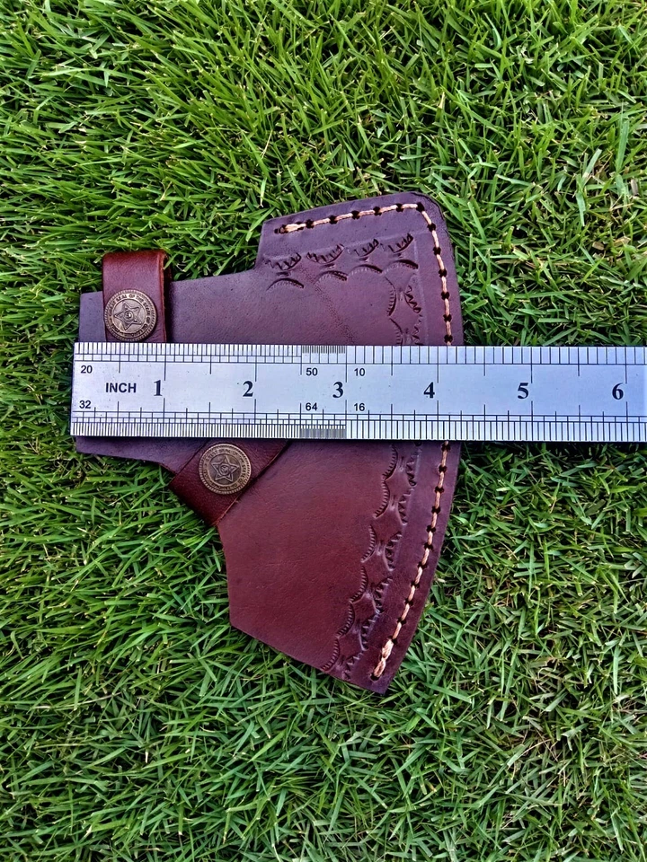 Hunting Holster Leather Axe Hatchet Blade Cover Axe Head Sheath Case Belt - Image 4 of 4