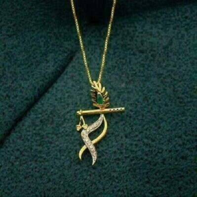 2Ct Simulated Diamond Round Cut 14K Yellow Gold Plated Women's Fancy Pendant