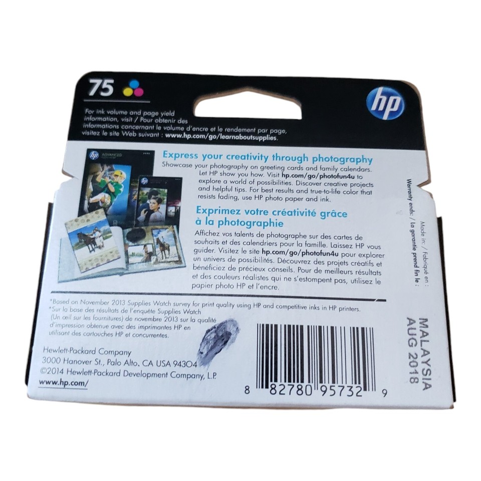 HP 75 (CB337WN) Tri-Color Ink Cartridge Exp Aug 2018 | eBay