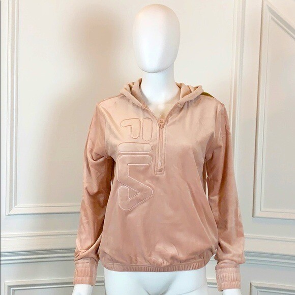 Felpa con cappuccio e zip Fila Misty Rose Velour 1 4 nuova con etichetta taglia M