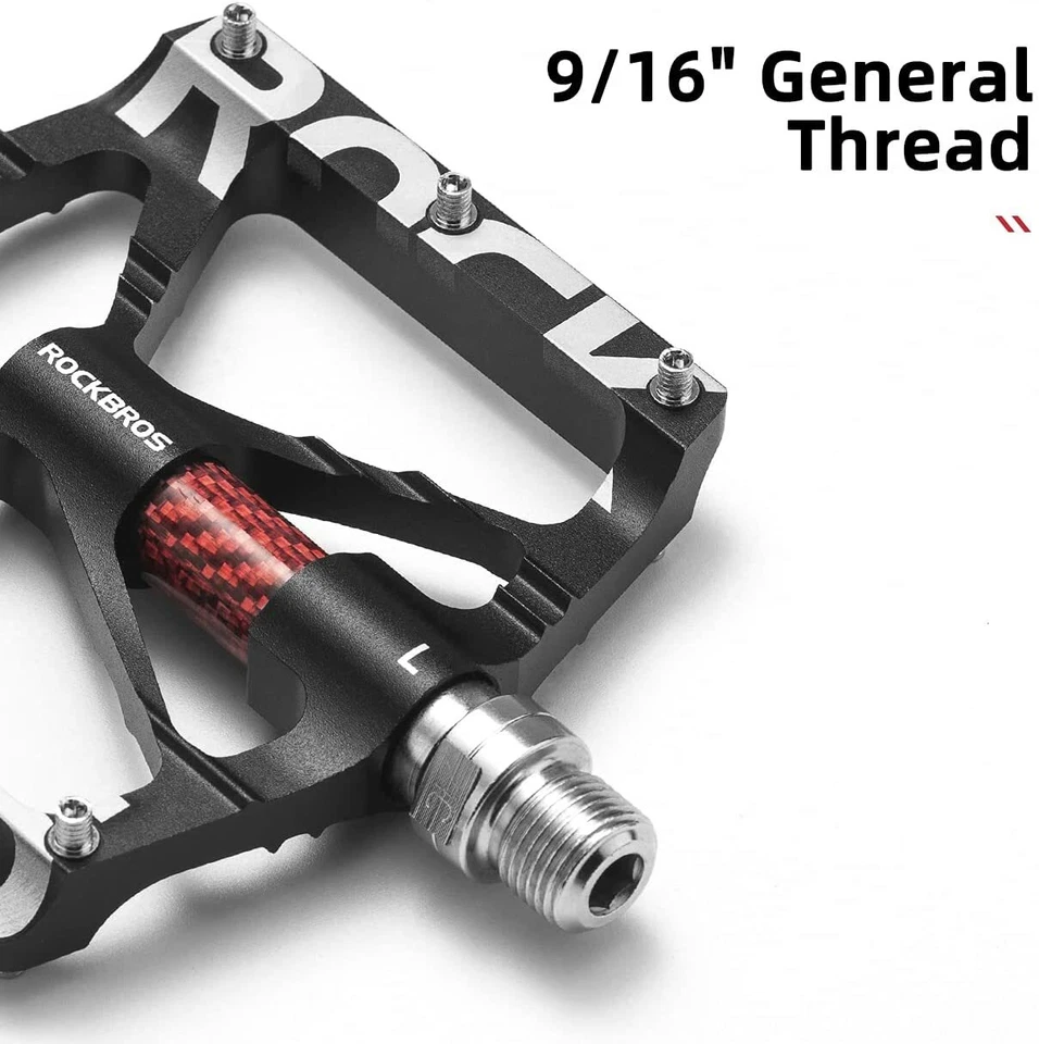 ROCKBROS Pedali Bici Pedale 9/16" Alluminio Alluminio Piattaforma Piattaforma MTB Pedali - Immagine 4 di 4