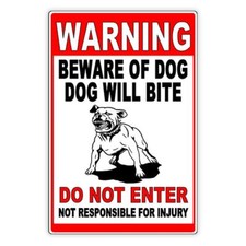 Beware Of Dog Dog Will Bite Do Not Enter Metal Sign/ Magnetic Sign / Decal