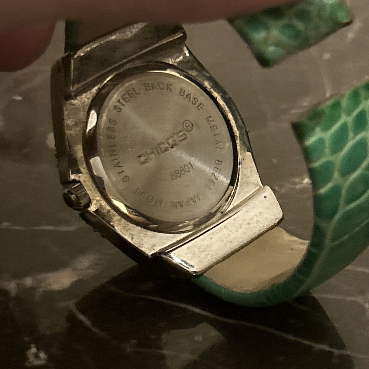 NWOT Chicos Watch with dark green ?jewelry genuine leather Gifted (Green marble/Dark brown) | Holzkern main image 3