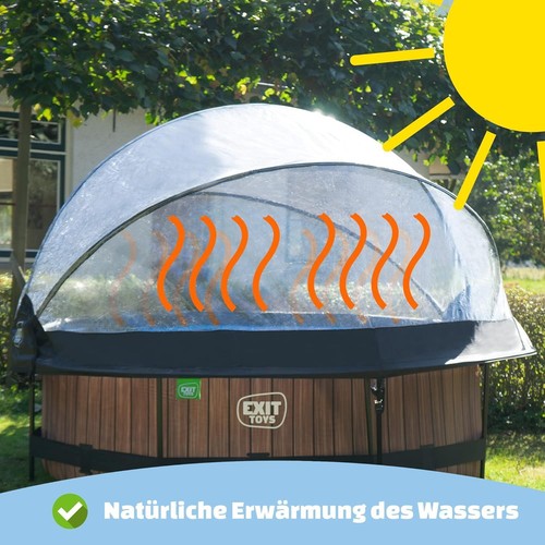 Swimming Pool Dome EXIT Toys 244cm Round Multifunctional Heat Pool Cover, White - Picture 5 of 10