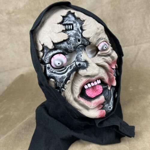 Sdoveb Halloween Scary Face Mask - Bloody Zombie Glowing Eyes Headgear with  Hair for Halloween Realistic Mask (B) : Toys & Games 