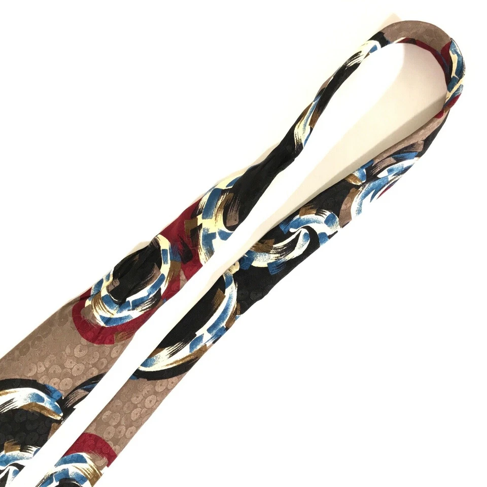 Hardy Amies Necktie Circles Geometric Print Black White Blue Red Brown - Image 4 of 4