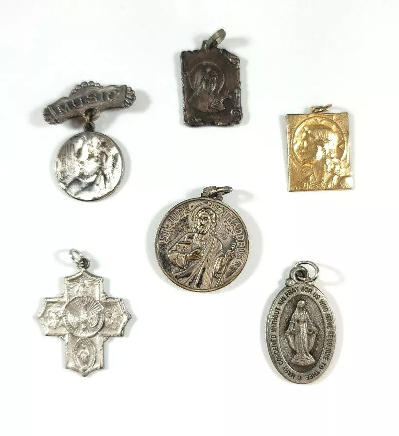 Religious Destash Lot of 6 Vintage Religious Medals Assorted