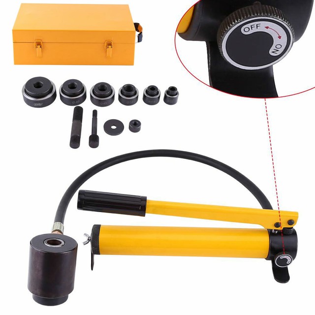 Hand Hydraulic Hole Punch Knockout Set With 6 Dies 22mm 60mm 10 Ton