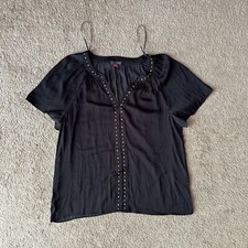 Vince Camuto Top Womens Medium V Neck Short Sleeve Pullover