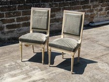 2 sedie  in legno laccato bianco  e tessuto da sistemare  Napoleone III