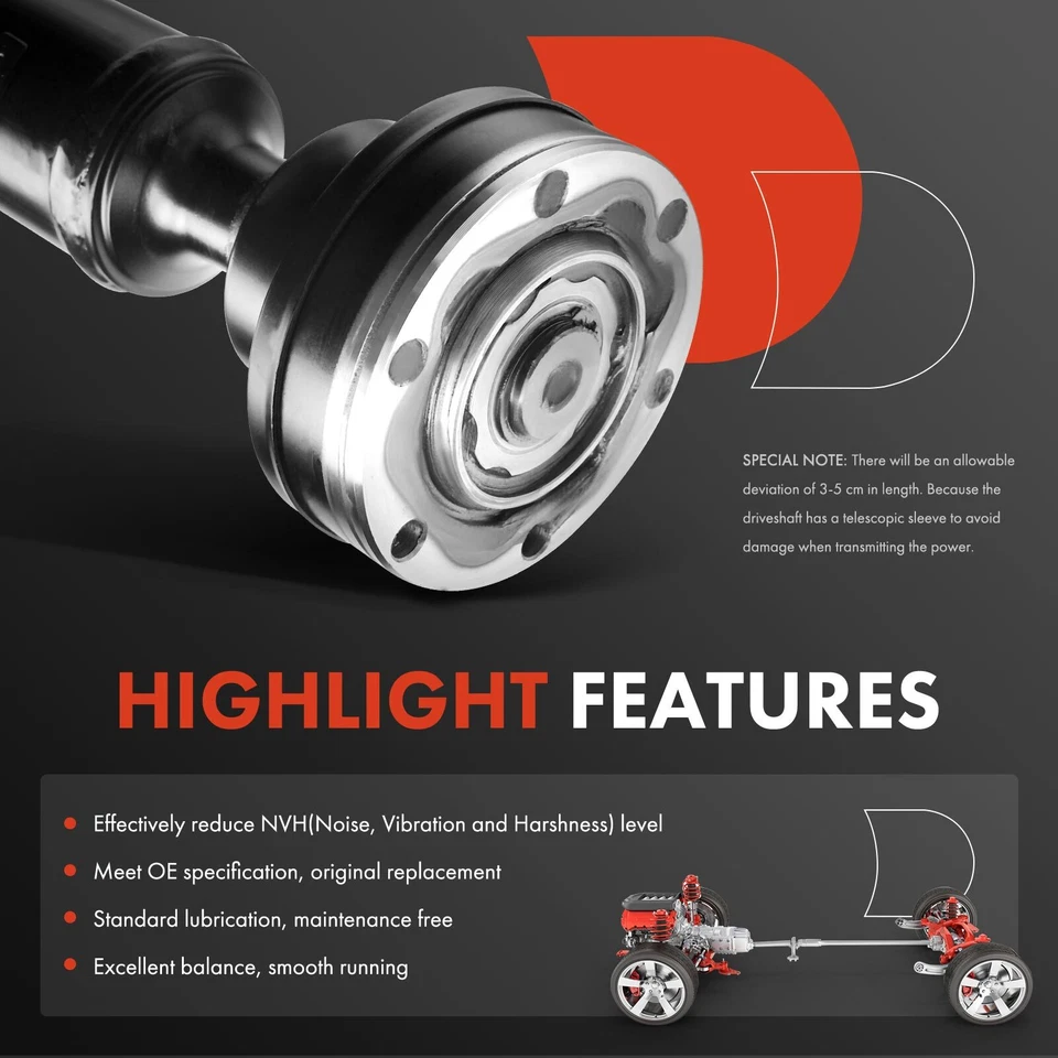 A-Premium Driveshaft Prop Shaft Assembly Rear for Audi A6 Quattro 1998-2004 Auto - Image 4 of 4