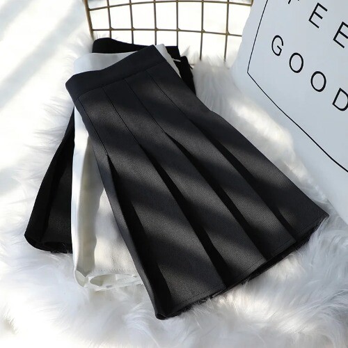 Black Pleated Skirts High Waist A-Line School Uniform Short Skirt Girls Dance - Bild 2 von 33