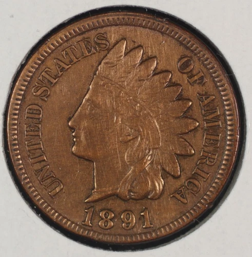 Indian Head Cent. 1891 Extra Fine Details: Cleaned.  Lot # 9061-360-160