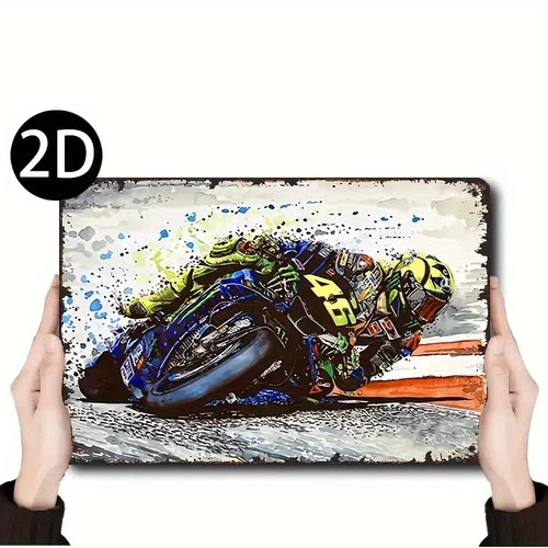Vintage Motorcycle Frameless Racing Tin Metal Signs Home Décor 8x12