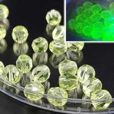 25pcs Vaseline Uranium 6MM Glass Beads UV Light Reactive Firepolish Czech Glass