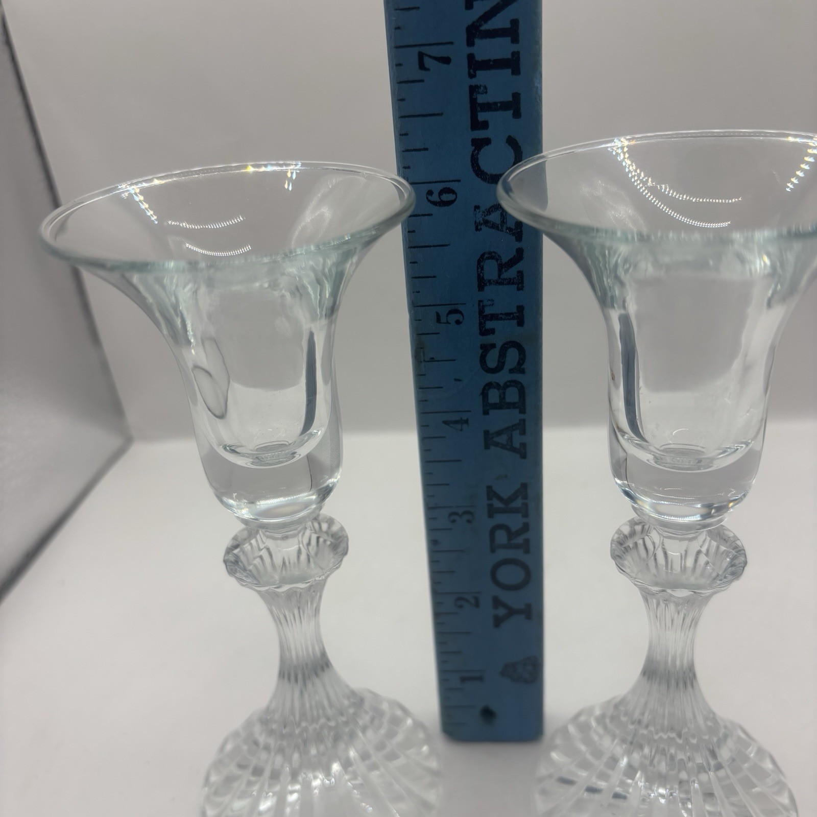 VTG PAIR Mikasa The Ritz Hollywood Glamour Art Deco MCM Fluted Candle Holders
