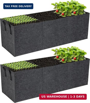 2-Pack 3 Grid Fabric Raised Garden Bed 22 Gallon, 3x1x1 FT Thickened Garden Grow