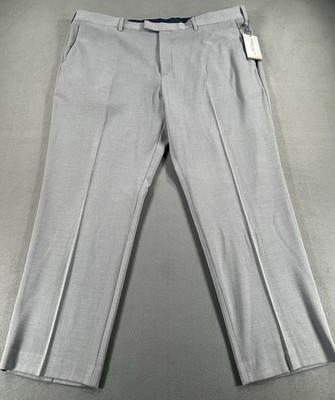 Perry Ellis Premium Maxwell Mens Dress Pants Grey Modern Fit Stretch 42x30 NEW