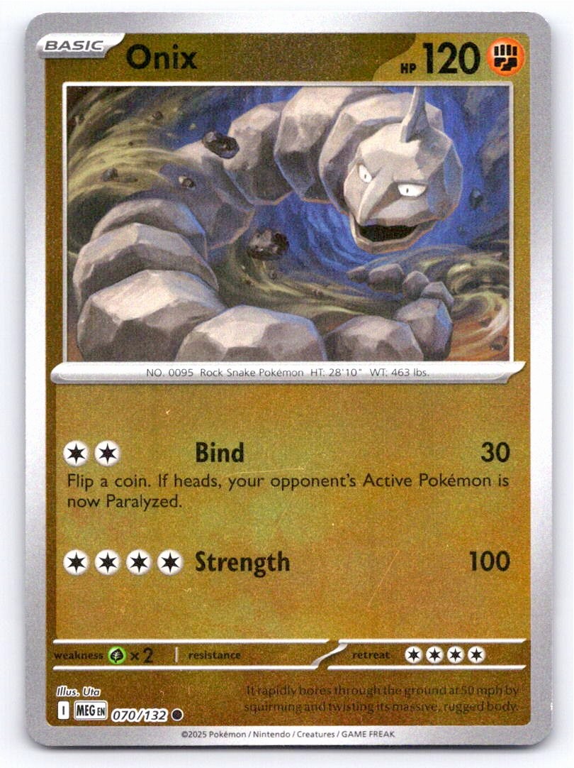 2025 POKEMON ONIX MEGA EVOLUTION 070/132 REVERSE HOLO C NM A79314 FREE S&H