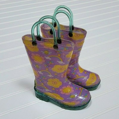 Western Chief Toddler Floral & Rainbow Light-Up Rain Boots Size 5 Infant
