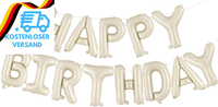 Happy Birthday Ballon Girlande,16 Zoll Beige Folie Happy Birthday Folienballon L