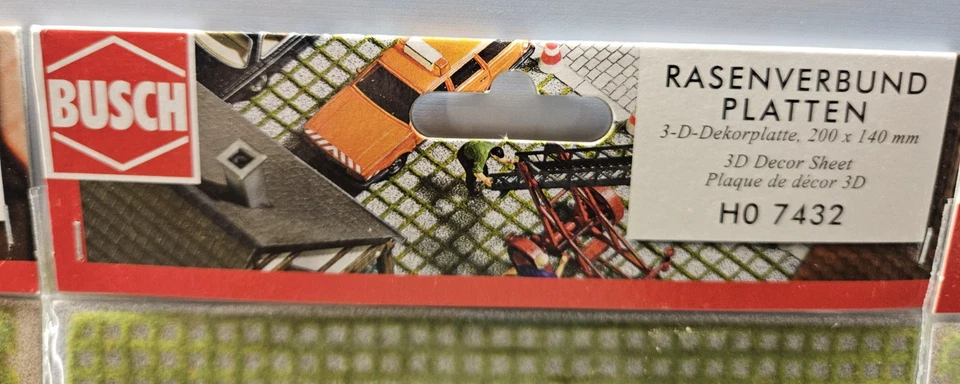 Three Busch HO Scale 3-D Grass Interlocking Stone Deco Sheets #7432 / #7433 - Image 3 of 4