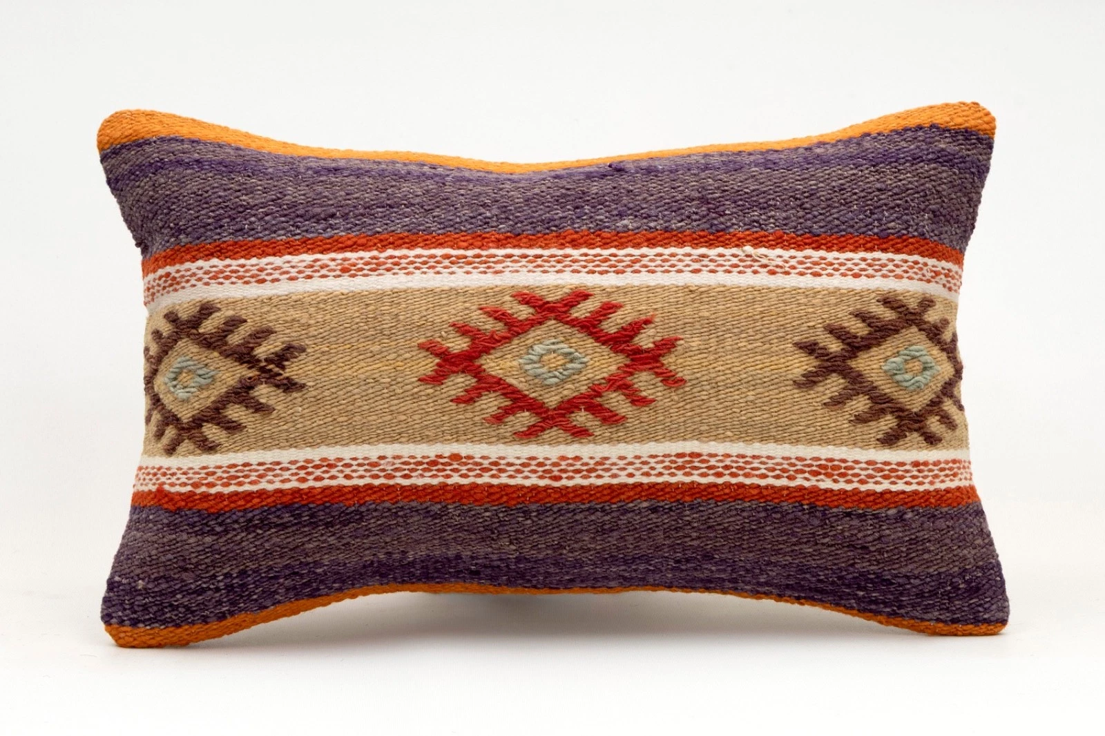 Decorative Pillow Cover, 12x20 in, Turkish Kilim Cushion, Boho Sofa Throw Pillow