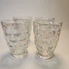 Vtg MCM Set Of 4 Federal Glass Yorktown Iridescent Thumbprint 5" Glasses