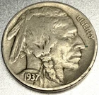 1937 D Indian Head Buffalo Nickel 5 Cent Piece F Fine 5c US Coin -ST906