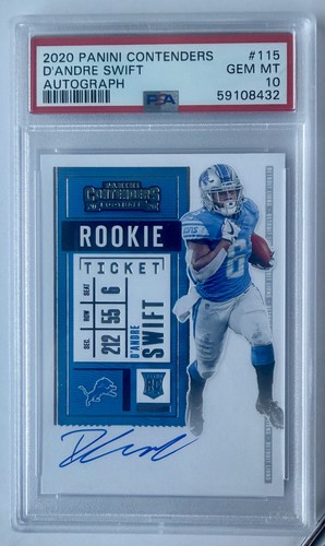 2020 Panini Contenders D'Andre Swift Auto Rookie Card RC PSA 10