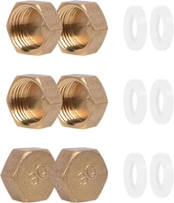 6Pcs Brass Hex Pipe End Cap NPT Brass Pipe Cap Hex Female Brass End Cap Hose Cap