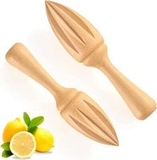 2 Pcs Lemon Squeezer，Hand held Citrus Juicer，Wooden Juicer Hand brown 