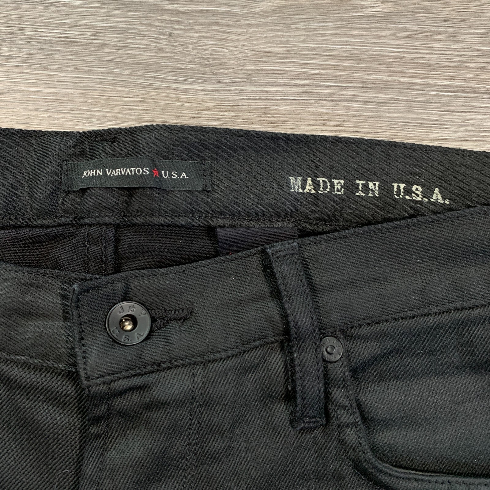 John Varvatos Jeans Mens Size 33 Black Bowery Slim Straight Waxed USA